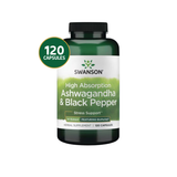 Swanson Ashwagandha + Pimienta Negra (BioPerine) · 450 mg · 120 Cápsulas
