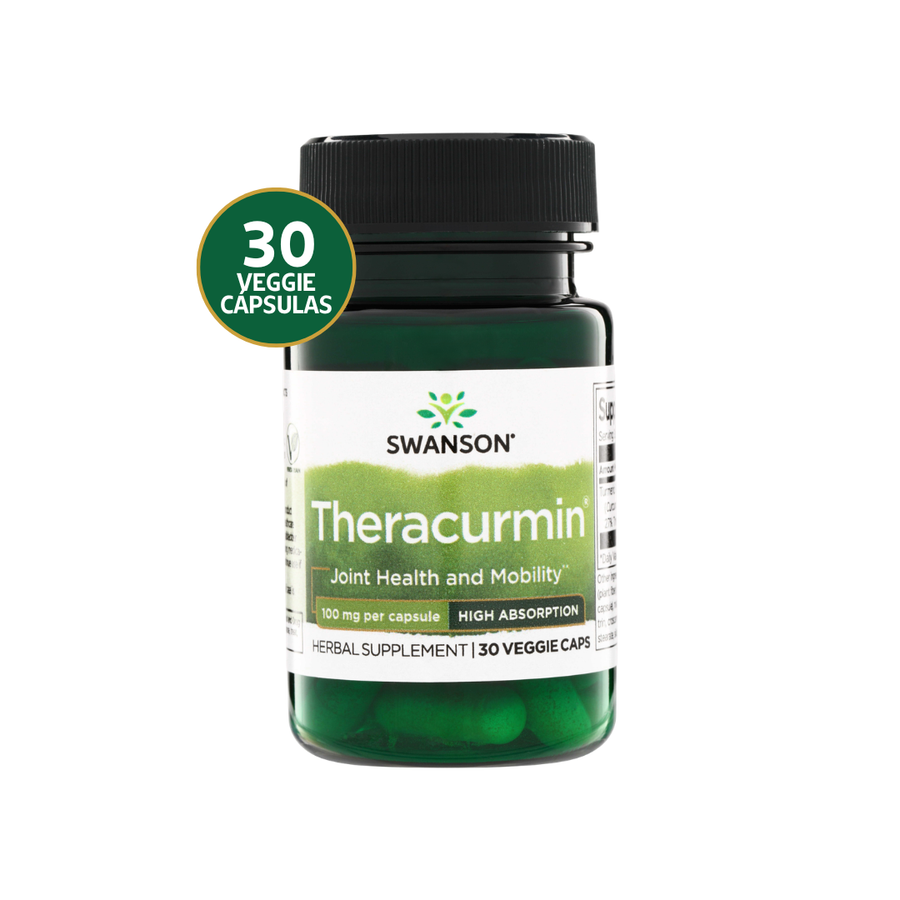 Swanson Theracurmin Cúrcuma Premium 100 mg · 30 Cápsulas Veg · 27 Veces Más Absorbible