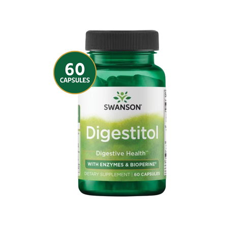 Swanson Digestitol Enzimas Digestivas + BioPerine · 60 Cápsulas