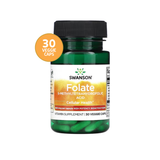 Ultra Folato Ácido Fólico Salud Celular Swanson · 800 mcg · 30 Cápsulas