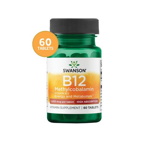 Swanson Vitamina B12 Metilcobalamina 5.000 mcg · 60 Tabletas
