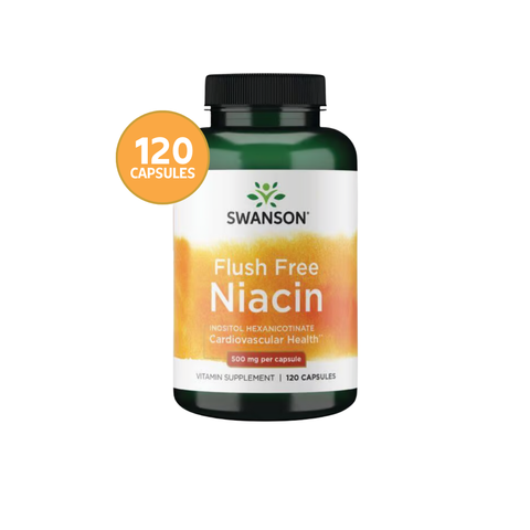 Swanson Niacina Flush Free 500 mg · 120 Cápsulas · Vitamina B3 sin Sofocos
