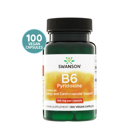 Swanson Vitamin B-6 Pyridoxine 100mg 100 Cápsulas · Vitamina B6