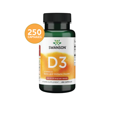 Swanson Vitamina D3 400 IU · 250 Cápsulas