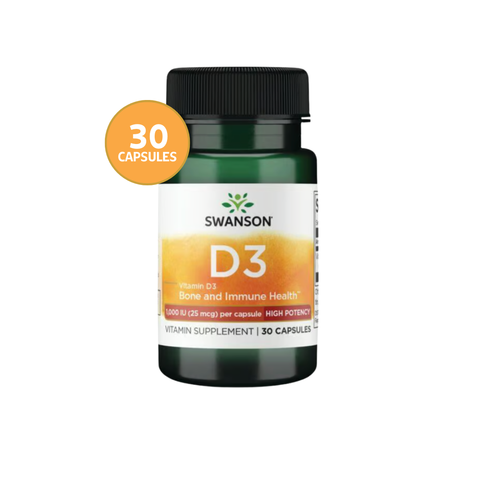 Swanson Vitamina D3 Alta Potencia 1.000 IU · 30 Cápsulas