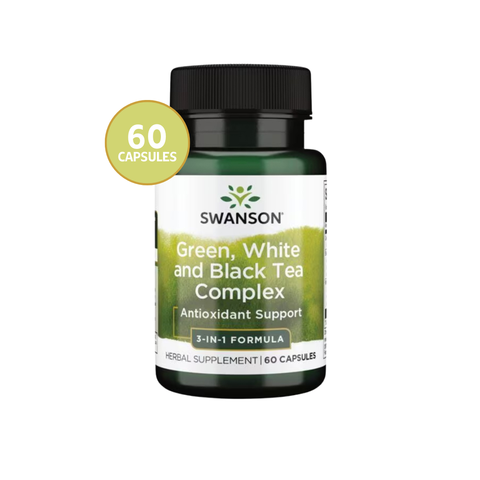 Té Verde Blanco y Negro Complejo Antioxidante Swanson · 60 Cápsulas