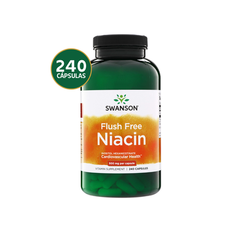 Swanson Niacina Flush Free 500 mg · 240 Cápsulas · Vitamina B3 Familiar Sin Sofocos