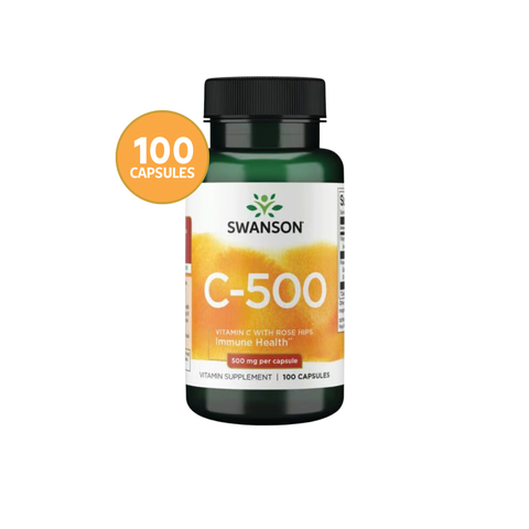 Vitamina C + Rosa Mosqueta Antioxidante Swanson · 500 mg · 100 Cápsulas
