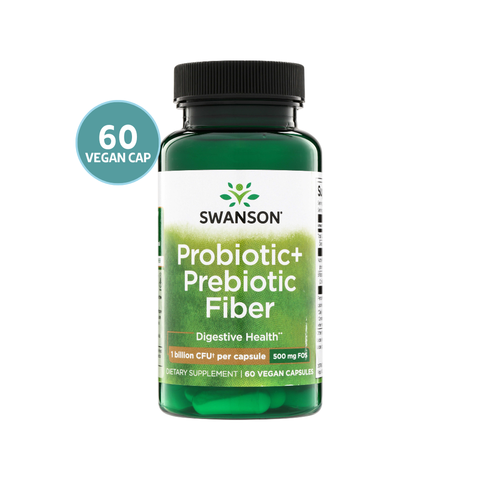 Swanson Probiotic + Prebiotic Fiber 1 Billion CFU 60 Cápsulas