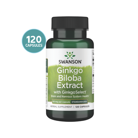 Swanson Ginkgo Biloba Extract 60mg 120 Cápsulas