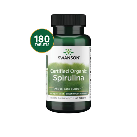 Swanson Espirulina Orgánica Certificada 500 mg · 180 Tabletas