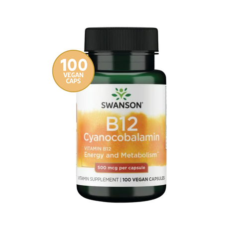 Swanson Vitamina B12 Cianocobalamina 500 mcg · 100 Cápsulas