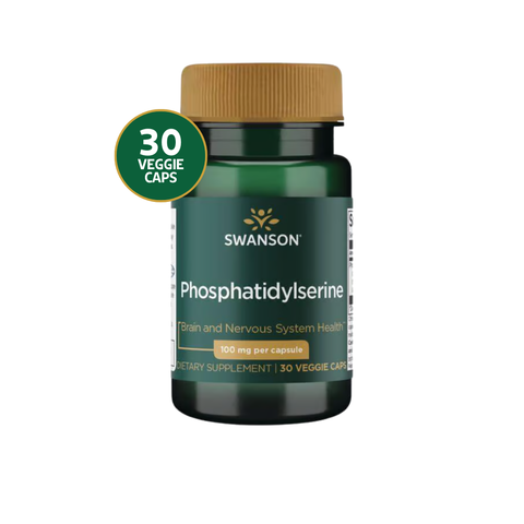 Swanson Fosfatidilserina 100 mg · 30 Cápsulas Veg · Memoria y Cognición Vegana