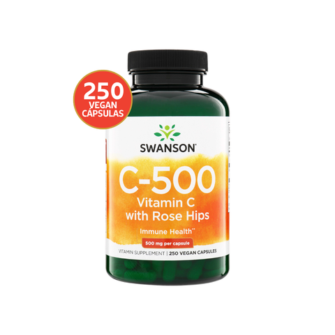 Swanson Vitamina C + Rosa Mosqueta 500 mg · 250 Cápsulas Veg