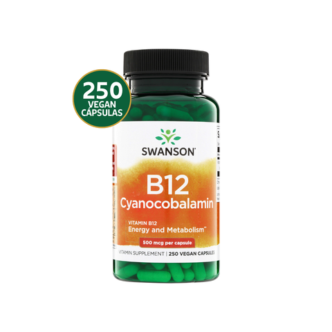 Swanson Vitamina B12 Cianocobalamina 500 mcg · 250 Cápsulas