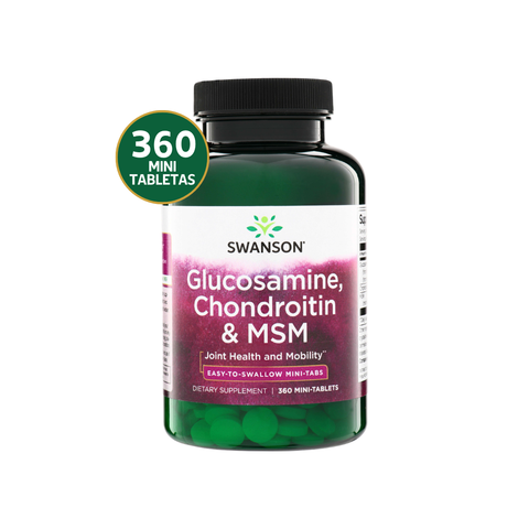 Swanson Glucosamina + Condroitina + MSM · 360 Mini Tabletas