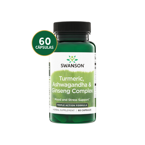 Swanson Cúrcuma + Ashwagandha + Ginseng · 60 Cápsulas